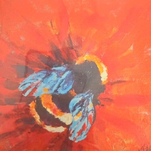 Blue Cow Art - Bee Greeting Card