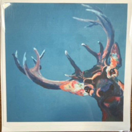Blue Cow Art - Stag (Blue) Greeting Card