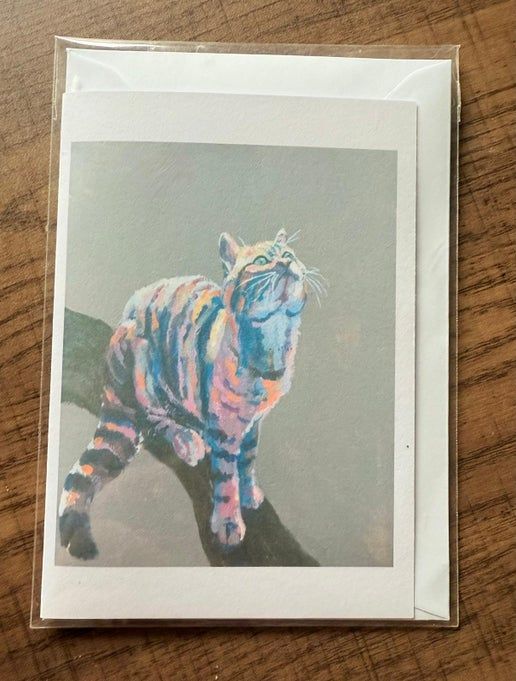 Blue Cow Art - Wildcat (Looking Up) Greeting Card