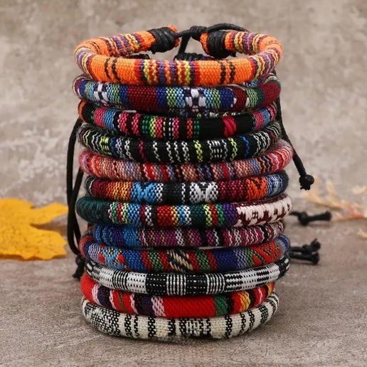 Bracelet - Faux Leather & Fabric