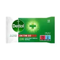 Dettol 2-in-1 Antibacterial Wipes (15 Pk)