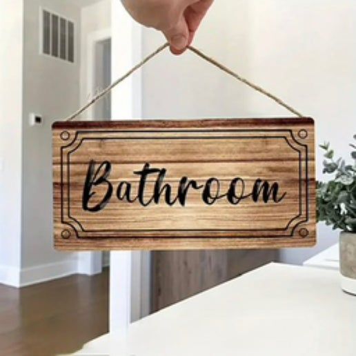 Wood Effect Bathroom Wall Plaque