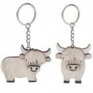 Highland Cow Wooden Keyring
