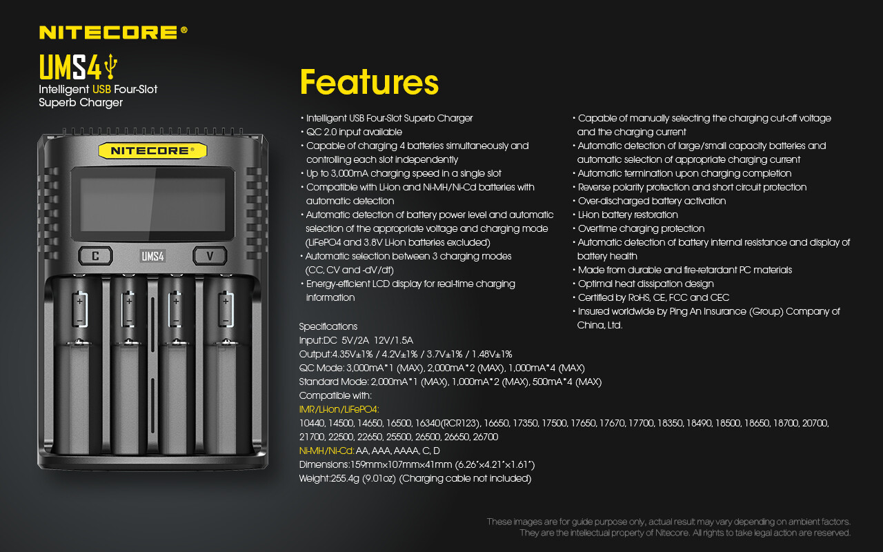 NiteCore UMS4 charger