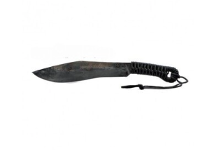 Rutherford Forge Bush Knife: Red Sheath, Black Paracord Wrap Handle