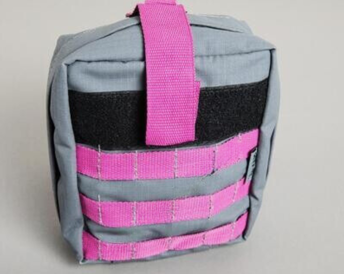 Individual First Aid Kit Molle Bag-Grey with Pink