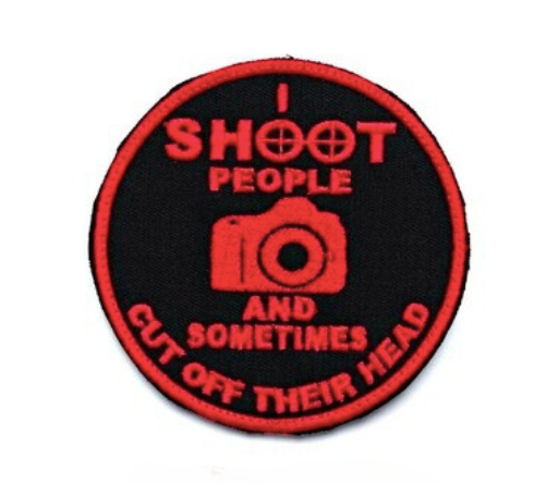 Bushveldt I SHOOT PEOPLE BADGE - Red