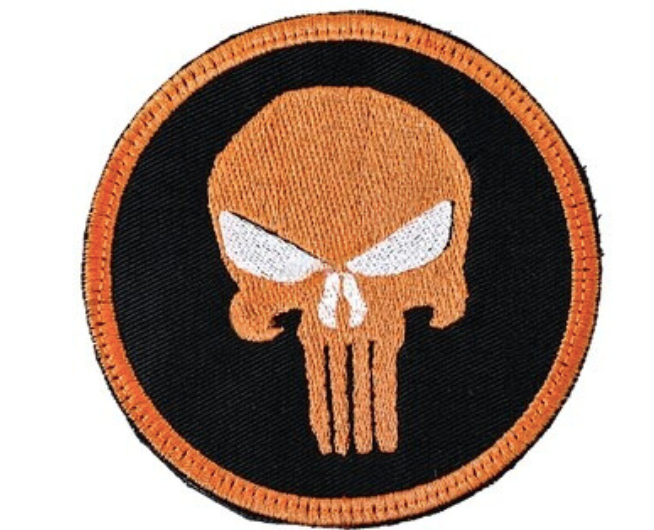 Bushveldt Punisher Skull Patch Orange & Black