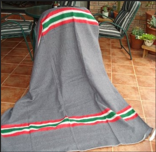 Army Blanket 150x200cm Grey With Border Stripes