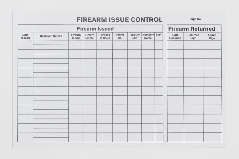 Firearm Issue Control 200 Page A4 Register