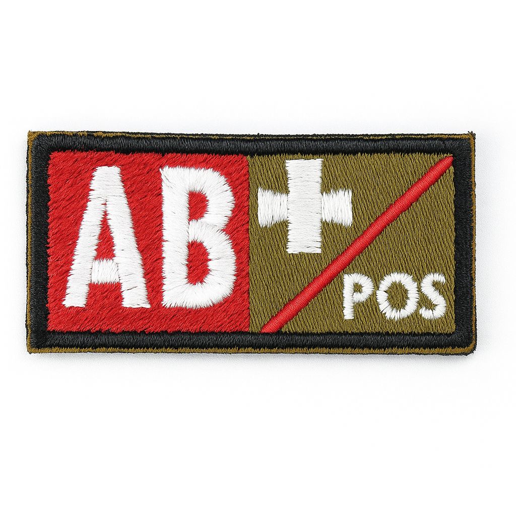 AB+ Khaki Red Black Blood Group Patch