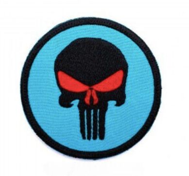 Bushveldt Punisher Skull Patch Blue, Black & Red