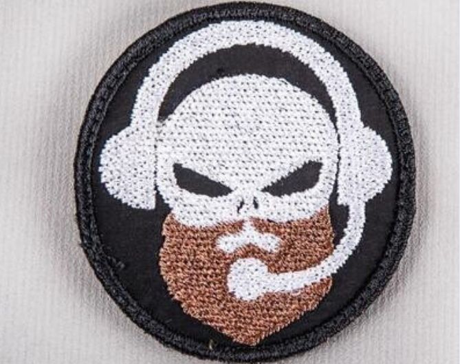 Bushveldt Patch: Grim Reaper Skull w/i Beard and Comms Gear