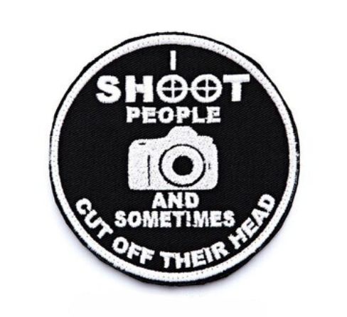 Bushveldt I SHOOT PEOPLE BADGE - White