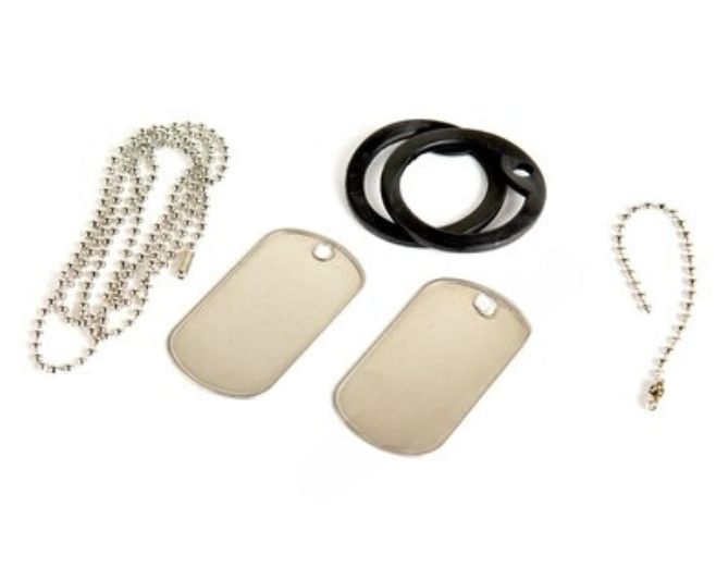 Dog Tags w/i Chain and Silencer: Military Set
