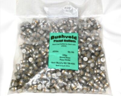 Bushveldt .45 Cast Pistol Bullets 198gr/500 - Flat Nose Bushveldt .45 Cast Pistol Bullets 198gr/500 - Flat Nose