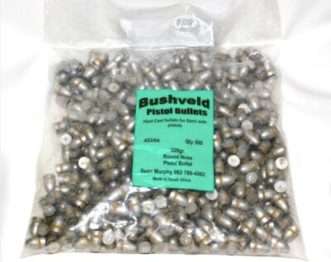 Bushveldt .45 Cast Pistol Bullets 198gr/500 - Flat Nose Bushveldt .45 Cast Pistol Bullets 198gr/500 - Flat Nose