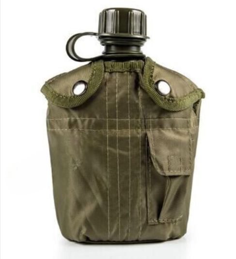 Water bottle with cover pouch and fire-bucket