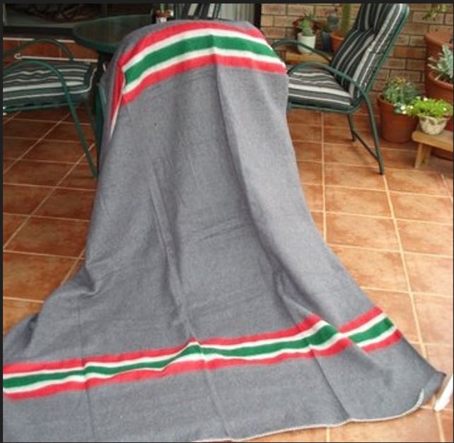 Army Blanket 150x200cm Grey With Border Stripes