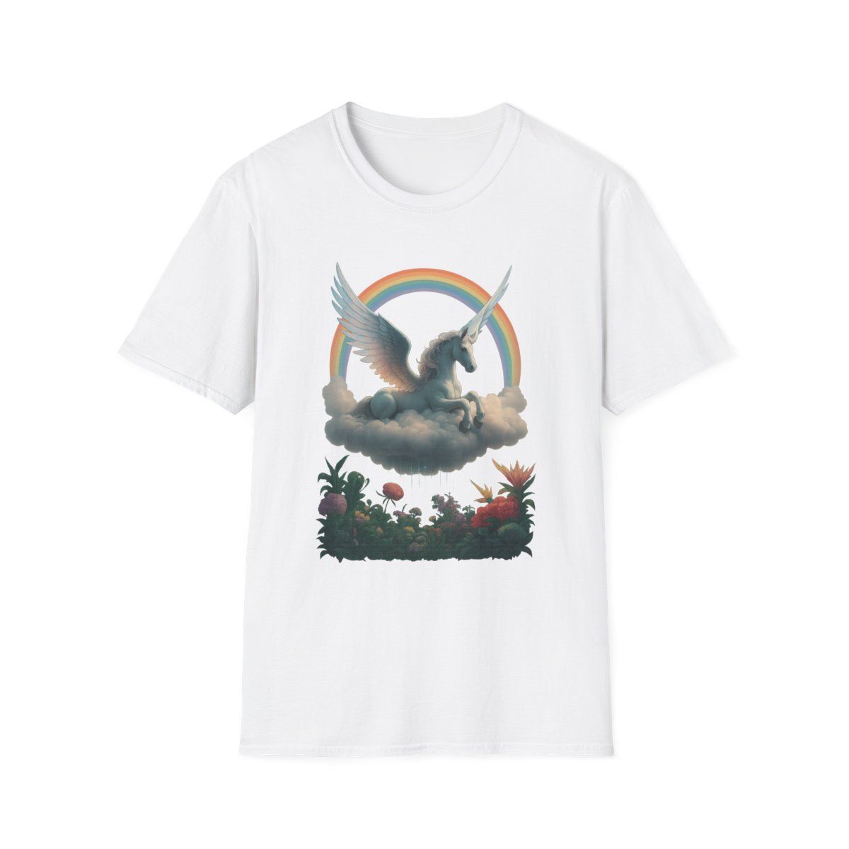 Rainbow Unicorn Unisex Softstyle T-Shirt, Magical Tee, Gift for Unicorn Lovers, Festival Wear, Creative Expression