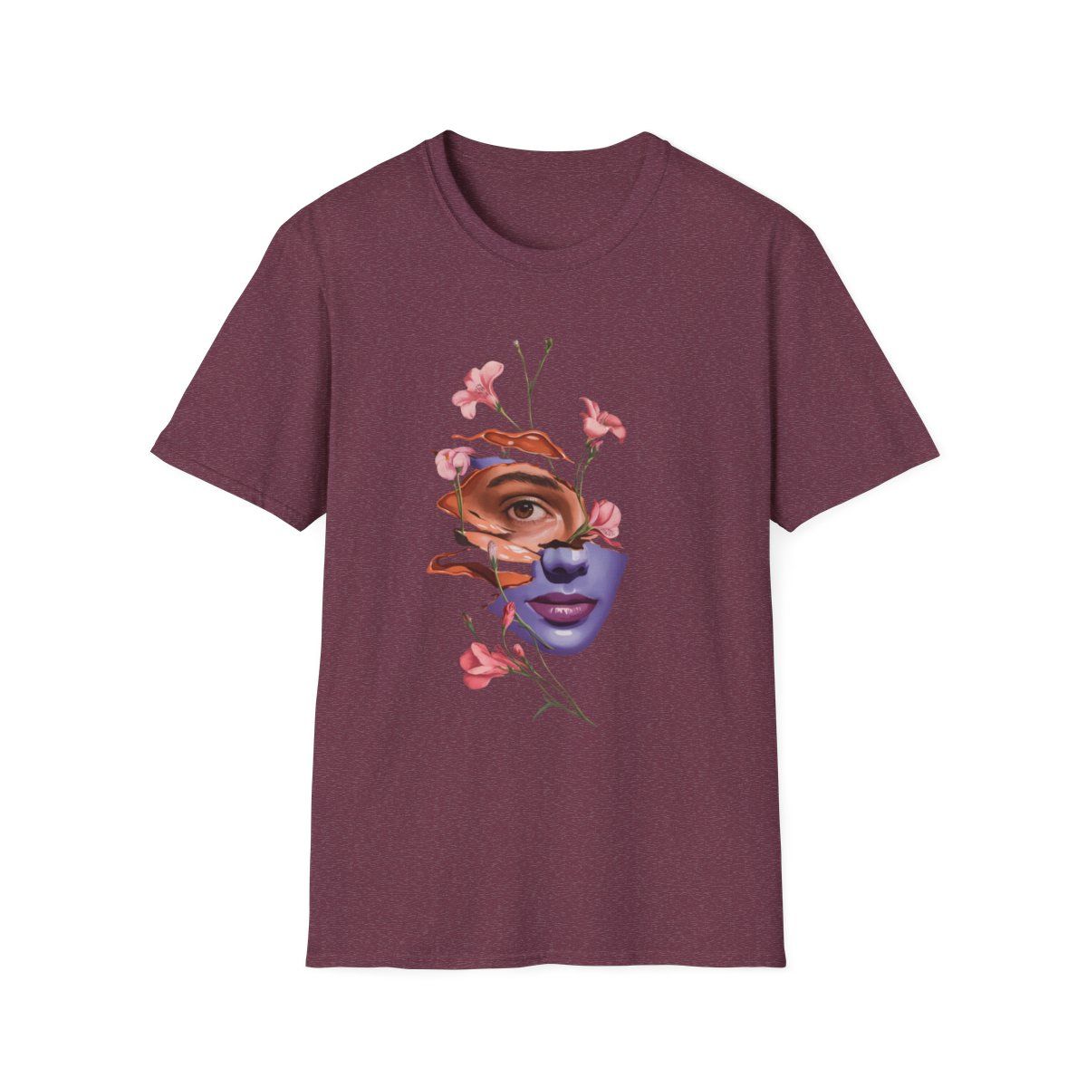 Artistic Floral Face T-Shirt, Bohemian Tee