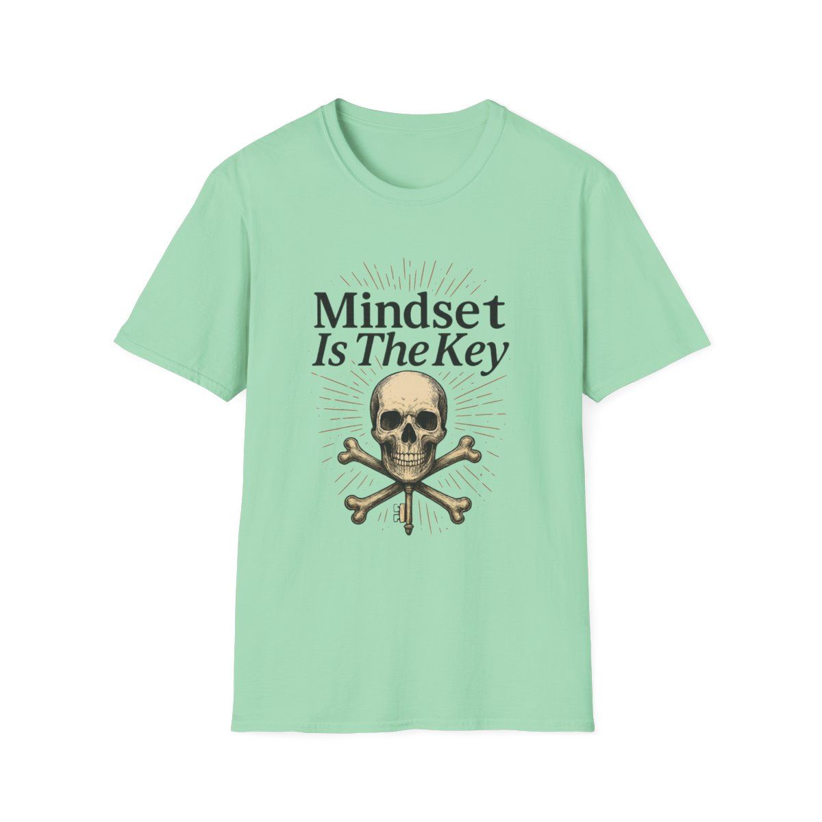 Mindset Is The Key Skull T-Shirt, Inspirational Graphic Tee, Gift for Motivation, Unisex Casual Wear, Birthday and Halloween Shirt