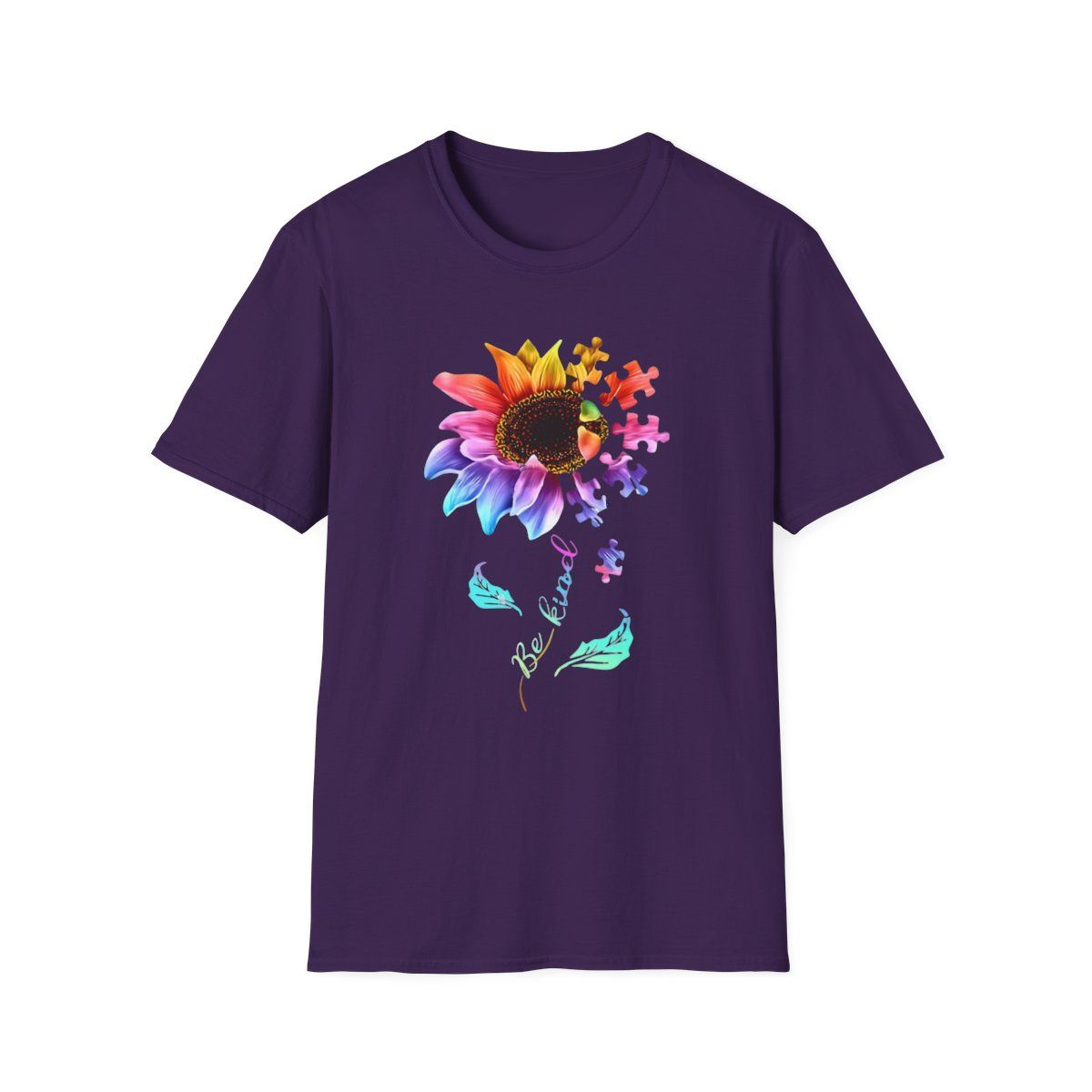 Colorful Puzzle Flower T-Shirt | Be Kind