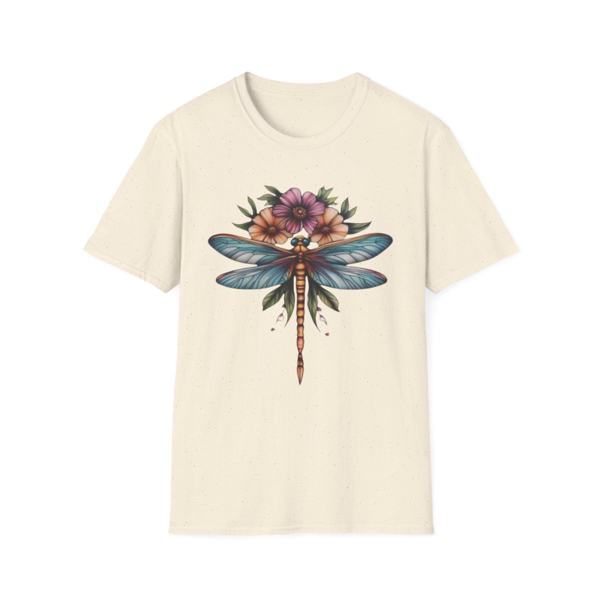 Dragonfly Floral Unisex Softstyle T-Shirt – Nature-Inspired Tee for Spring &amp; Summer Celebrations