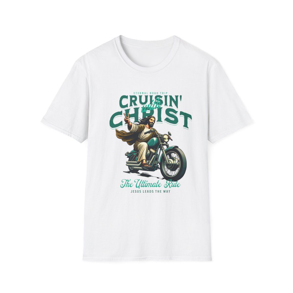 Cruisin&#39; Christ Unisex Softstyle T-Shirt - Vintage Motorcycle Design