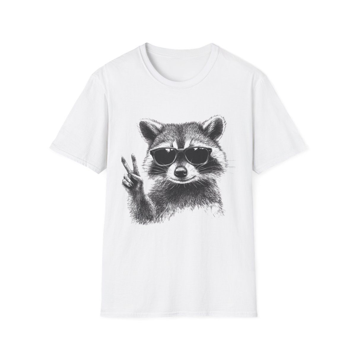Cool Raccoon Graphic T-Shirt , Sizes: XS, Colors: White