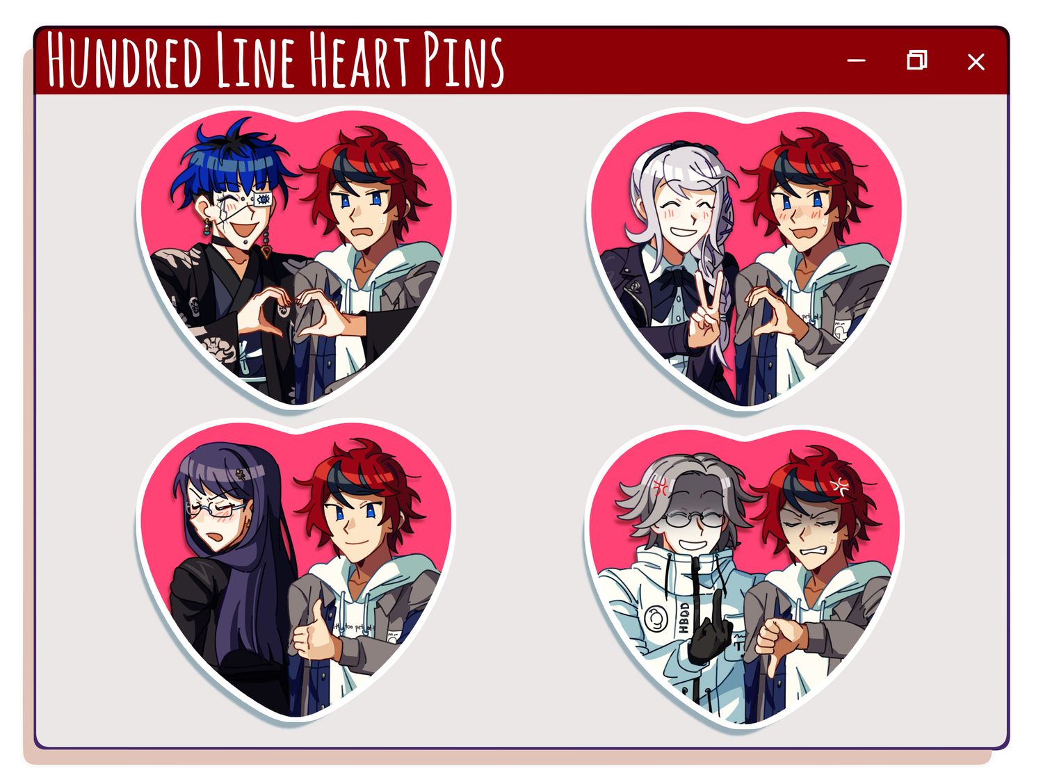 Hundred Line Heart-shaped Button Pins [PREORDER]