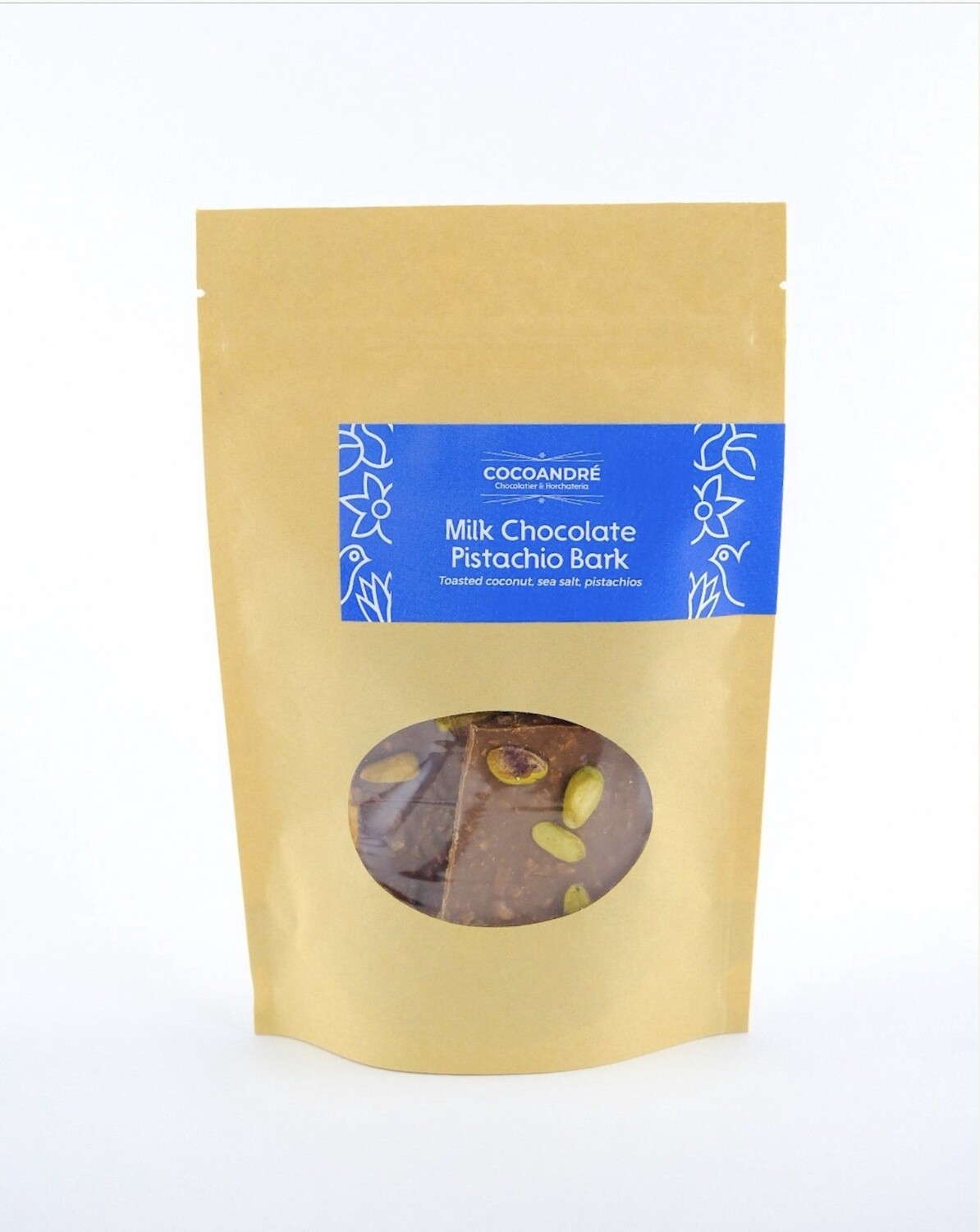 Coco Andre Milk Chocolate Pistachio Bark