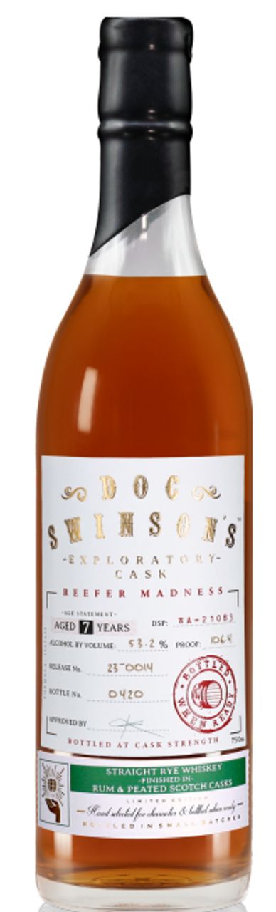 Doc Swinson’s Exploratory Cask “Reefer Madness” Straight Rye Finished in Rum and Peated Scotch