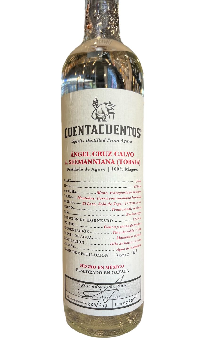 Mezcal Cuentacuentos Angel Cruz Calvo (Tobala)