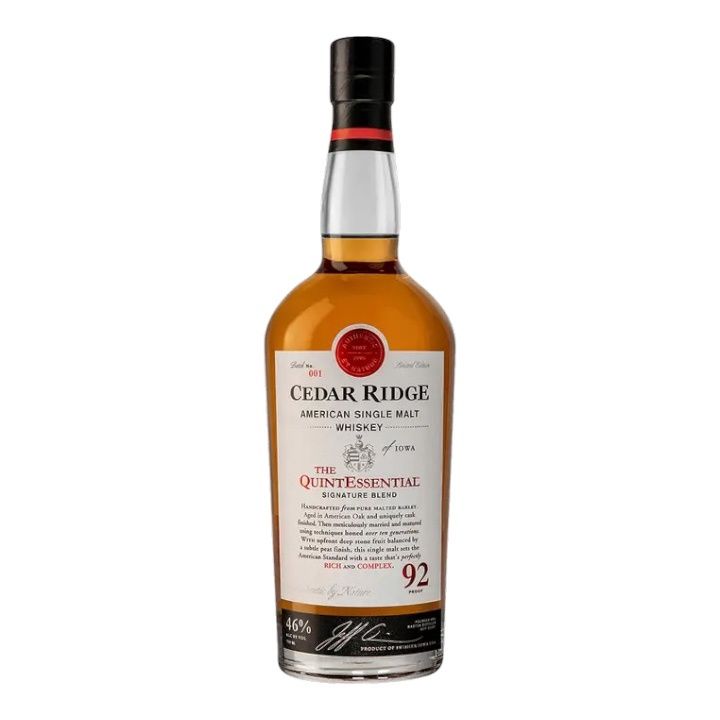 Cedar Ridge American Single Malt Whiskey “The Quintessential” Iowa 750ml