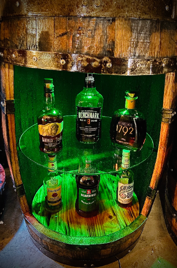 Barrel Liquor Cabinet w/ Glass Shelf