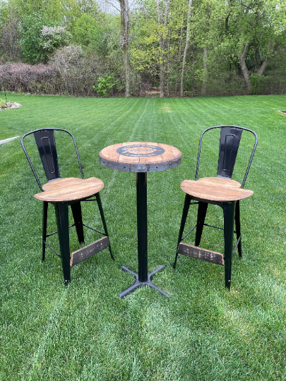 Pub Table Set with 2 High Back Stools