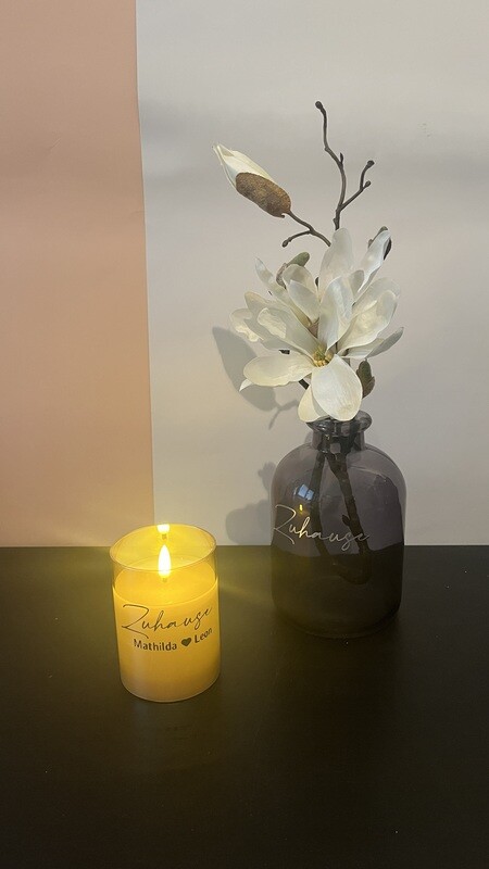 &quot;Zuhause&quot; - personalisierte LED-Kerze - Modell &quot;Solaris&quot;