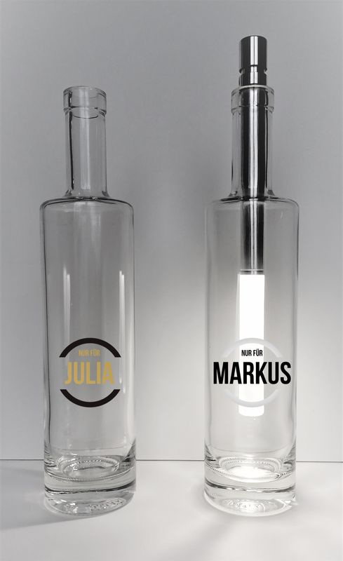 &quot;Nur für&quot; - Personalisierbare Glasflasche - Modell &quot;Botelli&quot;