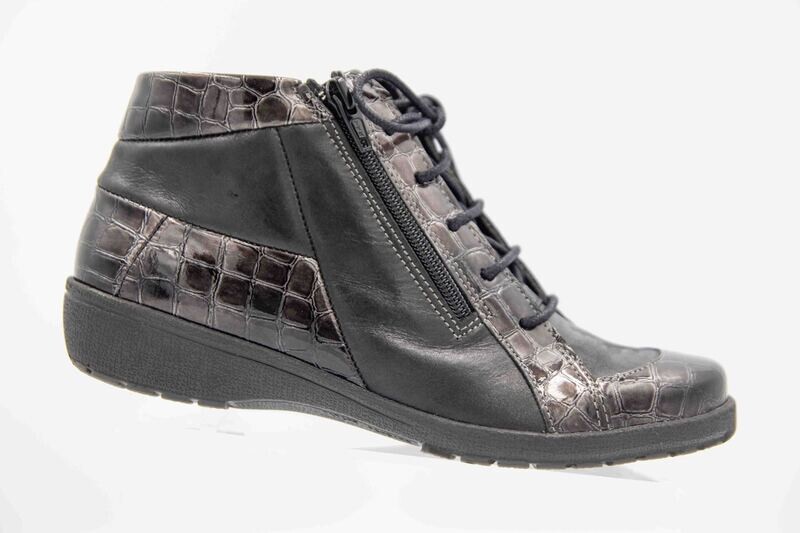 SUAVE : bottillons anthracite croco_ SUAVE : bottillons anthracite croco_