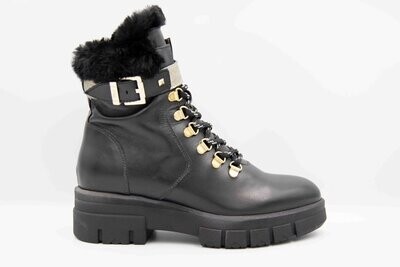 NERO GIARDINI : boots crantées fourrées noir 