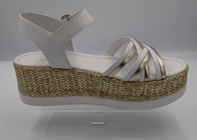 NERO GIARDINI : nu-pieds blanc doré_