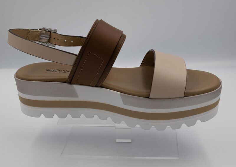 NERO GIARDINI : nu-pieds cognac rose_