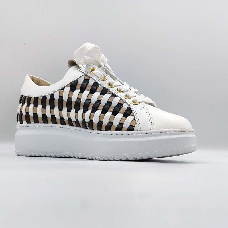 BEKOOL : baskets blanc noir beige_
