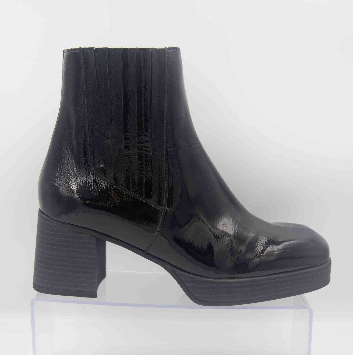 ROCK and ROSE : bottines vernies noir_