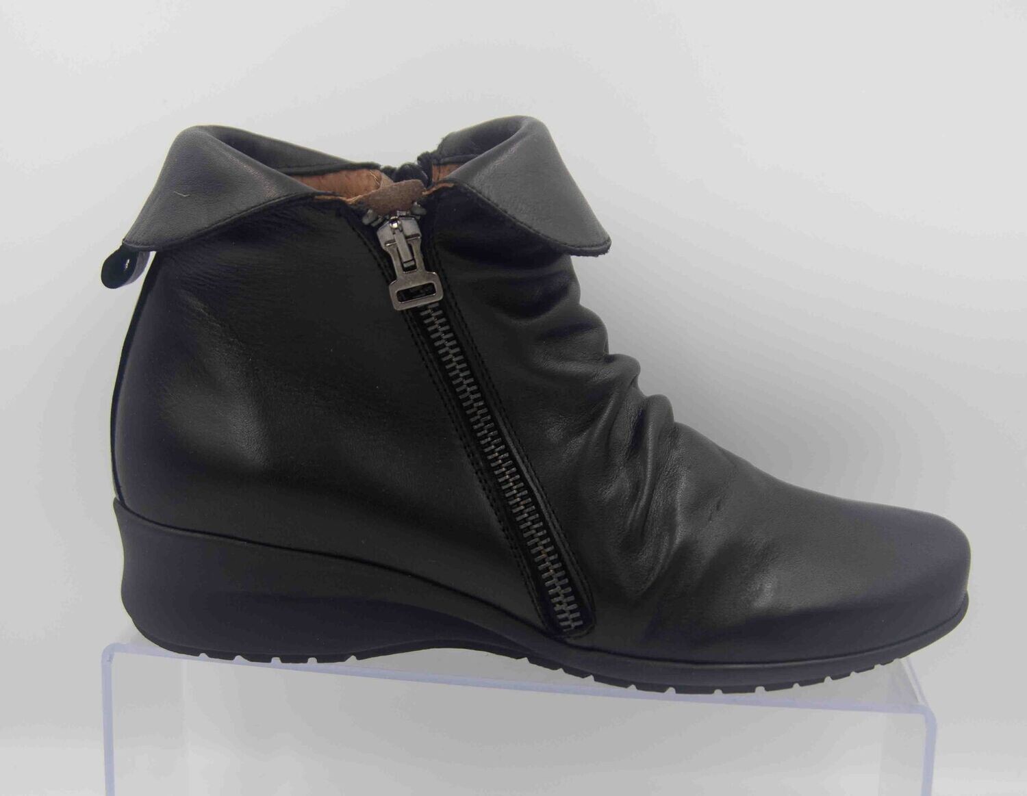 FOLIES : bottines  noir 2 zips_