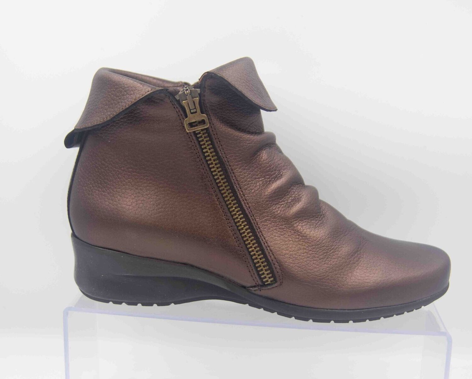 FOLIES : bottines  irisé  2 zips_