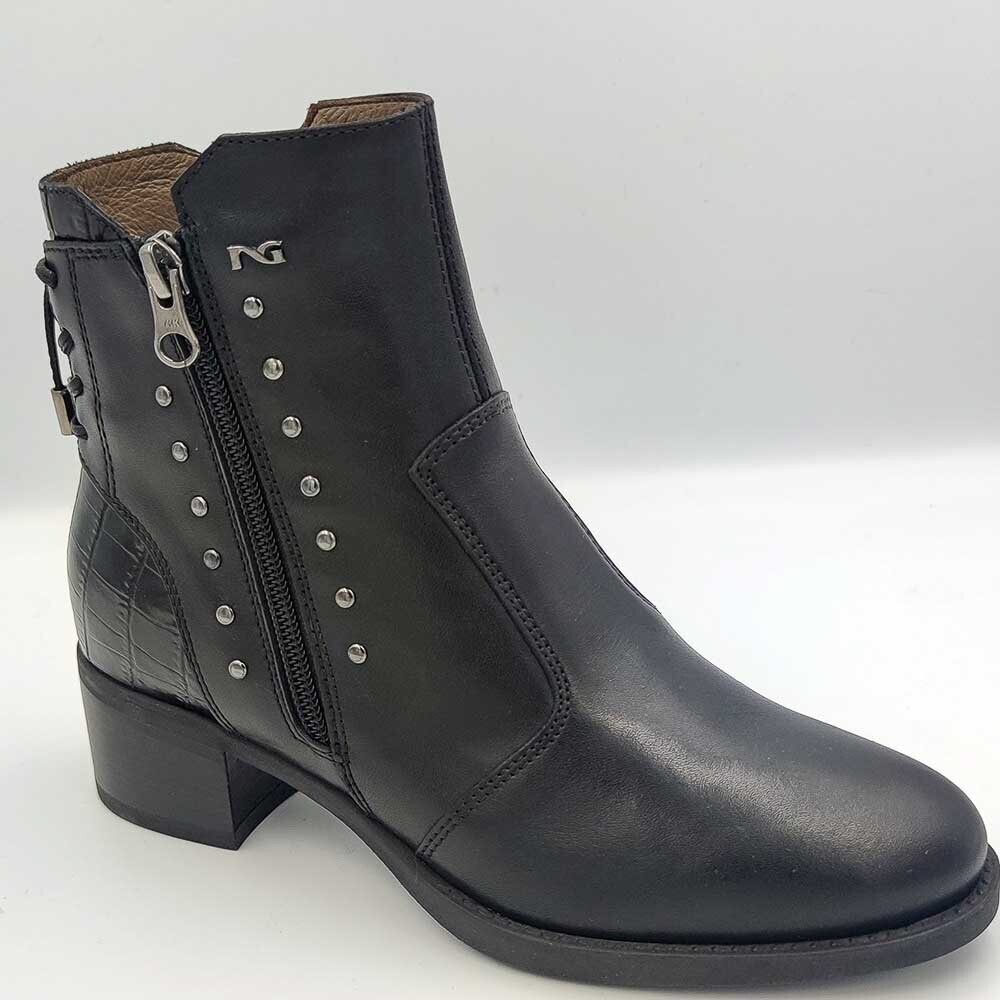 NERO GIARDINI : bottine  2 zip noir_