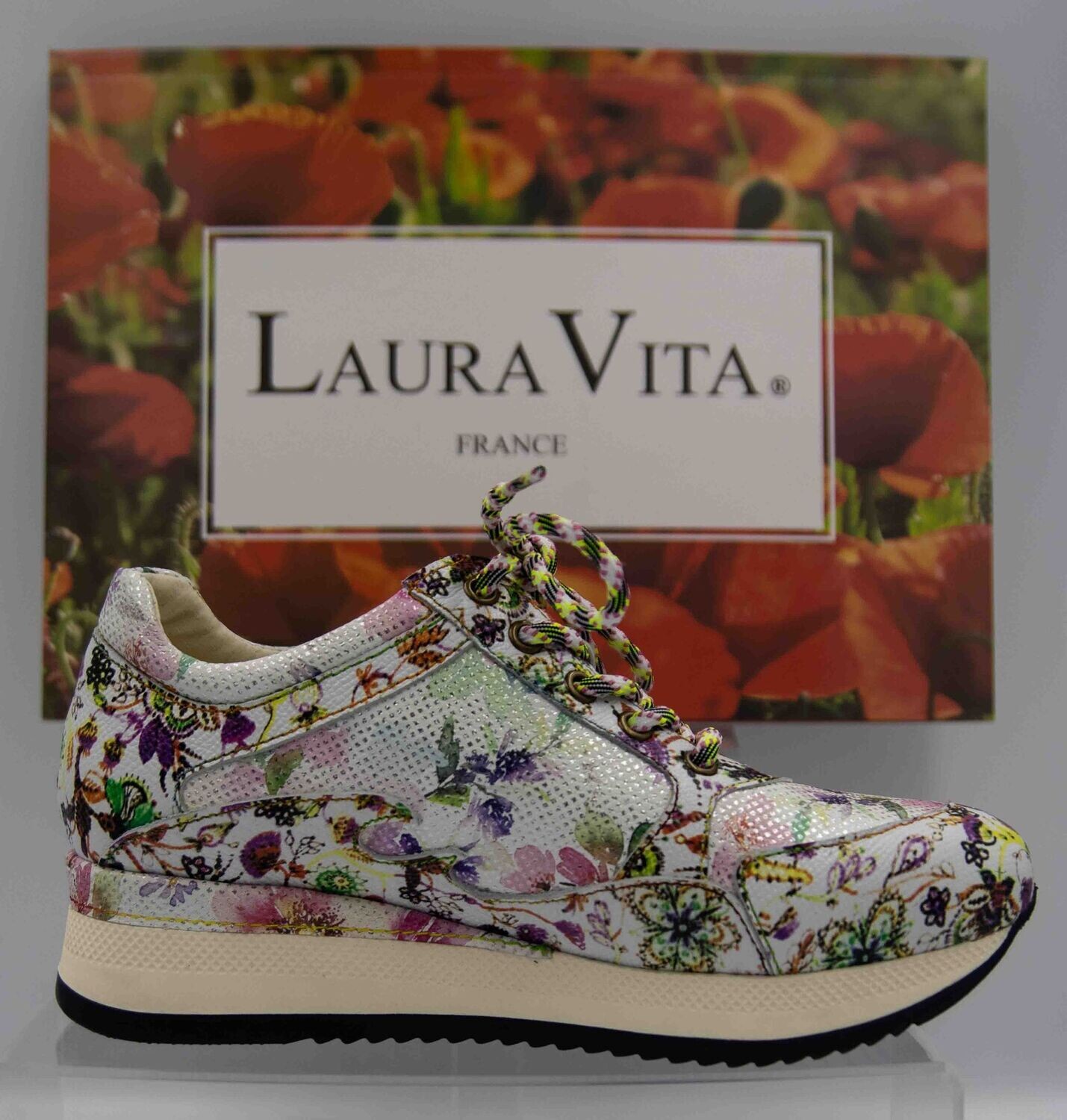 LAURA VITA : baskets fleurs rose_