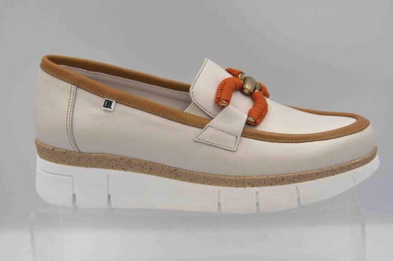 FLUCHOS : mocassins blanc orange_